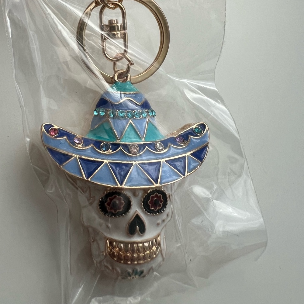 Colorful Skull Keychain/Handbag Keychain with Sombrero